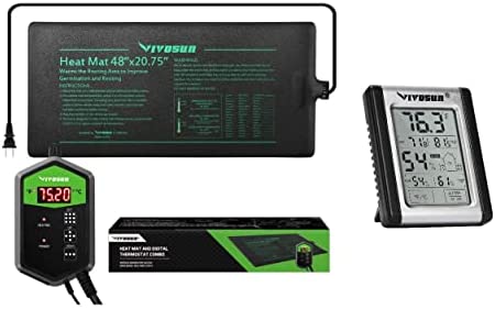VIVOSUN 10x20.75 Seedling Heat Mat and Digital Thermostat Combo Set MET  Standard & Digital Hygrometer Indoor Outdoor Thermometer Humidity Monitor